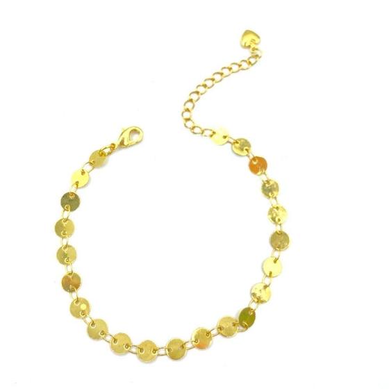 Imagem de Pulseira Com Medalhinhas Lisa Banhado Em Ouro 18K