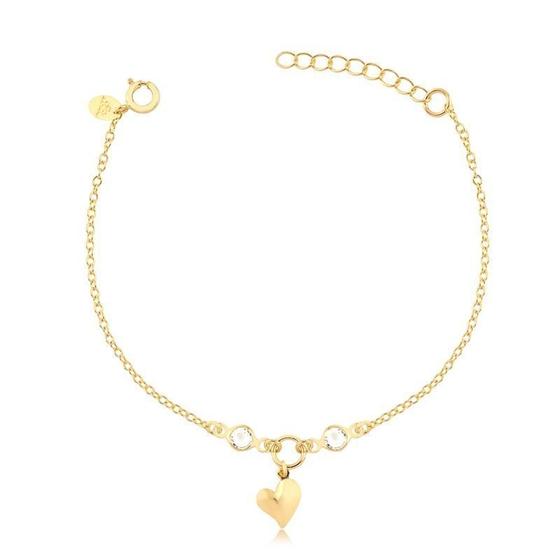 Imagem de Pulseira Com Pingente Coração E Pontos De Luz Folheada A Ouro Dourada