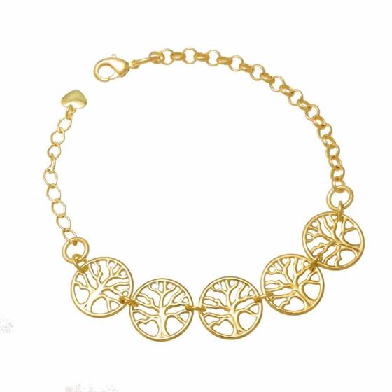 Imagem de Pulseira com Pingentes da Arvore da Vida Folheado em Ouro 18K Softjoias