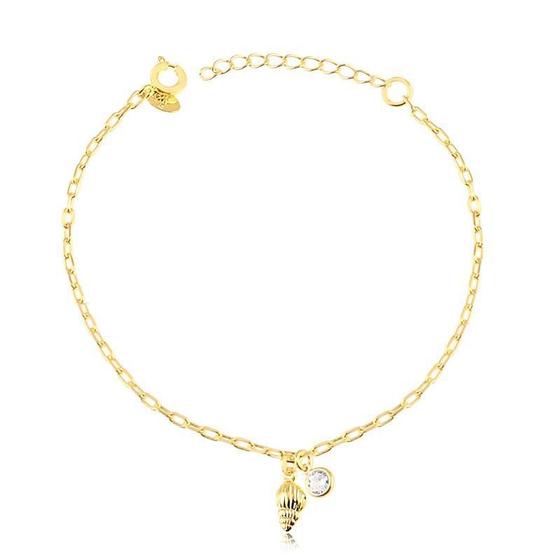 Imagem de Pulseira Concha Com Ponto De Luz Folheada A Ouro Única