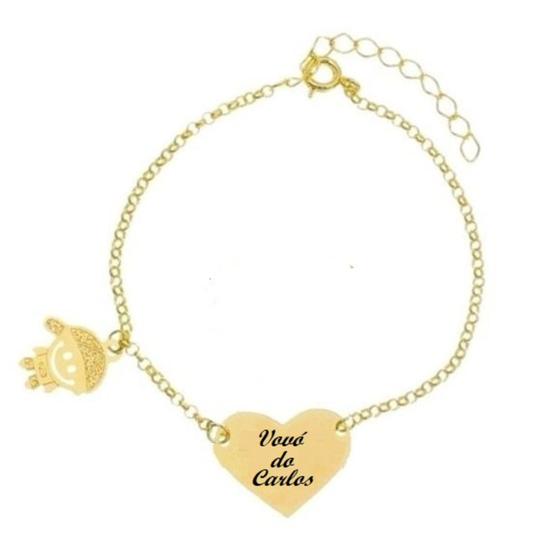 Imagem de Pulseira coração personalizado com pingente de filho(a)