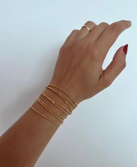 Imagem de Pulseira Corda com Bolinhas Banhado a Ouro (SEMIJOIA)