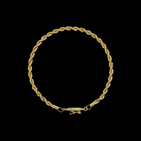 Imagem de PULSEIRA CORDÃO BAIANO FECHO CANHÃO - (3mm) - 8G - 22cm - BANHADO A OURO 18K