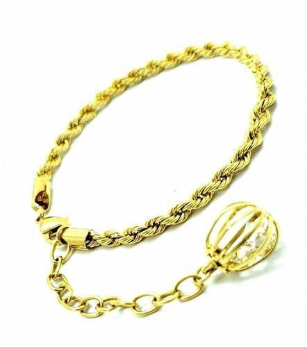 Imagem de Pulseira Cordão Baiano Ping Gaiola Zirconia Banho Ouro 1314