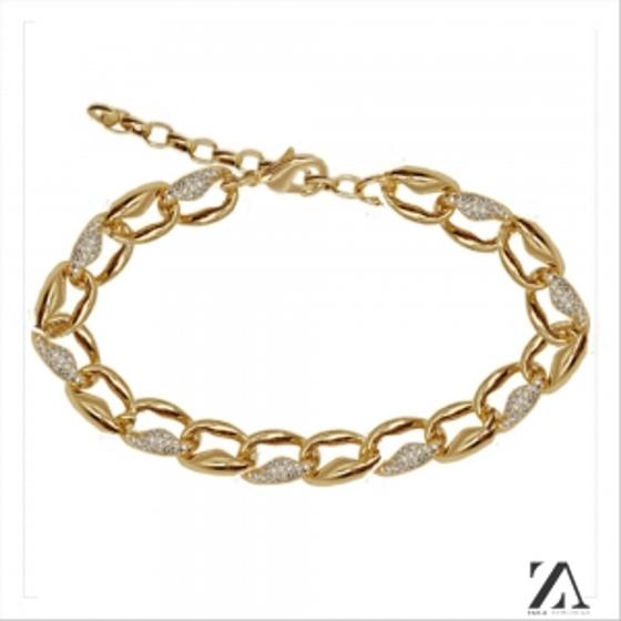 Imagem de Pulseira Corrente Elos Pequenos com detalhes em micro zircônia