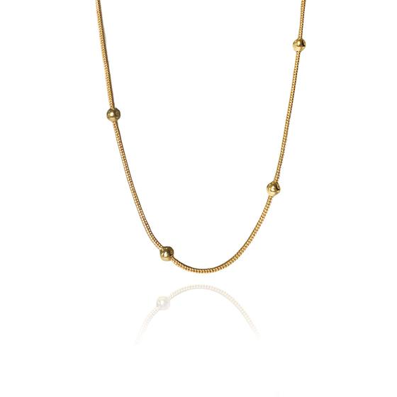 Imagem de Pulseira Corrente Lisa Com Bolinhas Folheado Em Ouro 18k