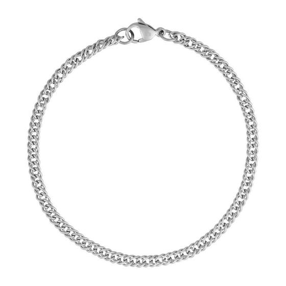 Imagem de Pulseira de Aço Elos Duplos Fio Fino 19cm