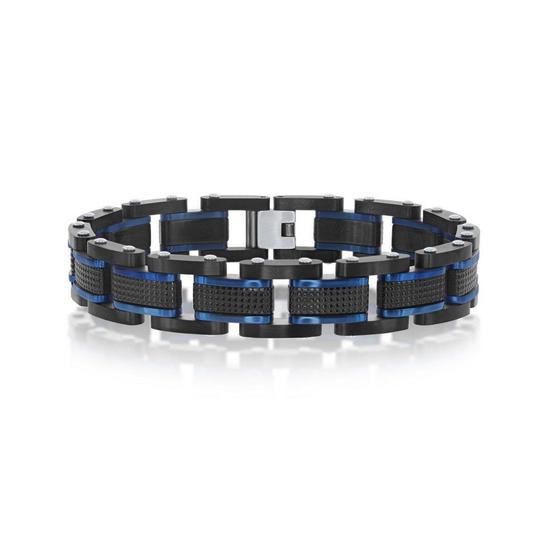 Imagem de Pulseira de Aço Inoxidável Azul e Preto, 8.5