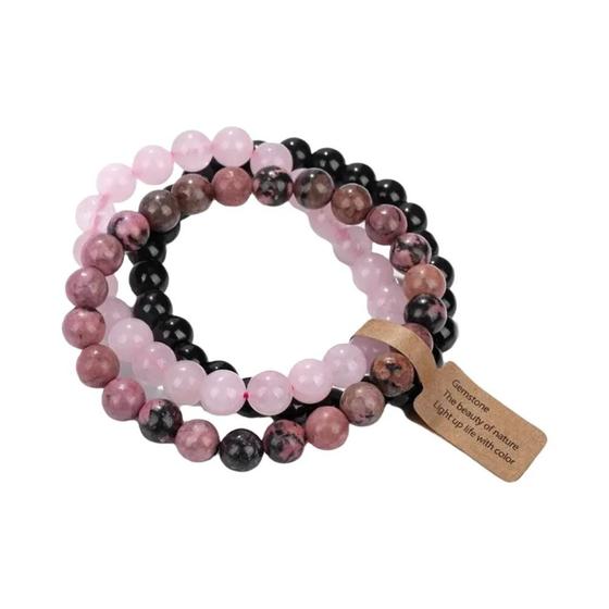 Imagem de Pulseira de Ametista com Contas de Cristal Natural - Design em Várias Camadas