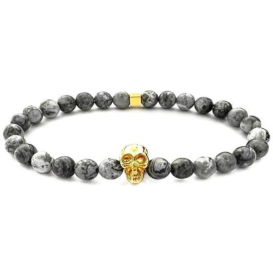 Pulseira De Caveira Masculina Cinza Menor preço em Pulseira De Caveira Masculina Cinza