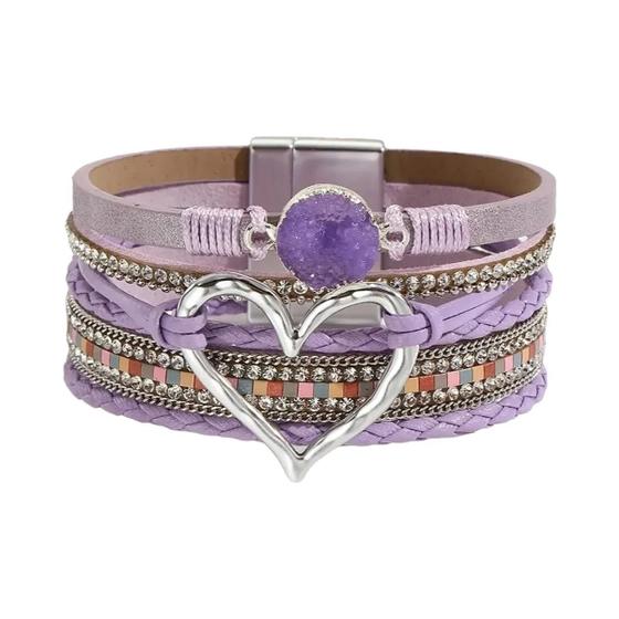 Imagem de Pulseira de Couro com Pingente de Coração - Estilo Boêmio para Mulheres