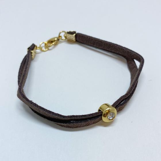 Imagem de Pulseira de Couro duplo folheado a Ouro