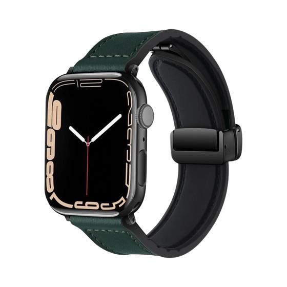 Imagem de Pulseira de Couro e Silicone para Apple Watch 40mm, 41mm, 42mm, 44mm, 45mm e 49mm (Séries 7, 8, SE e 9)