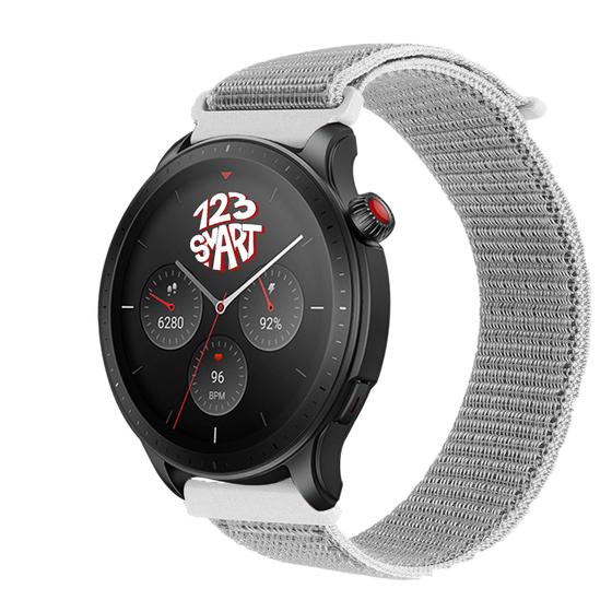Imagem de Pulseira de Nylon compatível com GTR4 GTR 4 A2166 / GTR3 / GTR2 / Stratos 2 3 - Branco com Cinza
