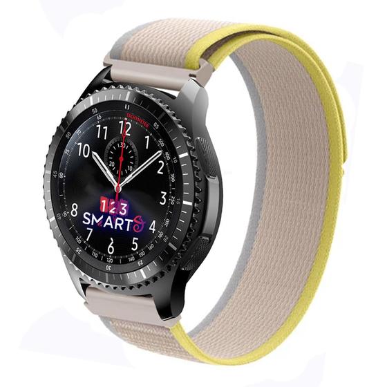 Imagem de Pulseira de Nylon Nova para Gear S3 Classic Frontier e Galaxy Watch 46mm - Bege com Amarelo