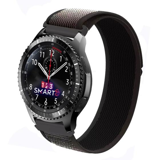 Imagem de Pulseira de Nylon Nova para Gear S3 Classic Frontier e Galaxy Watch 46mm - Preto com Branco