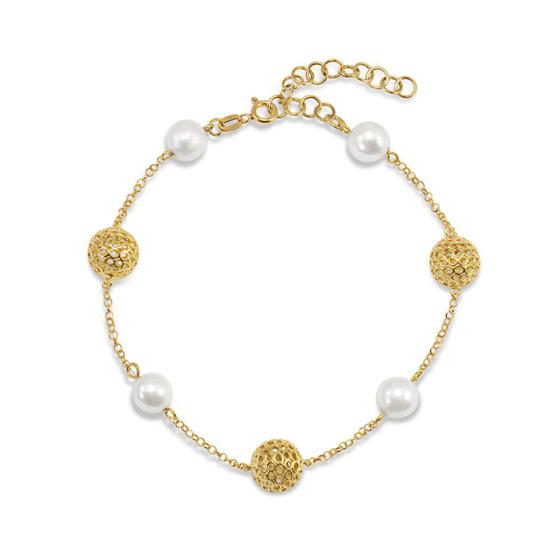 Imagem de Pulseira de Ouro 10k com Pérolas