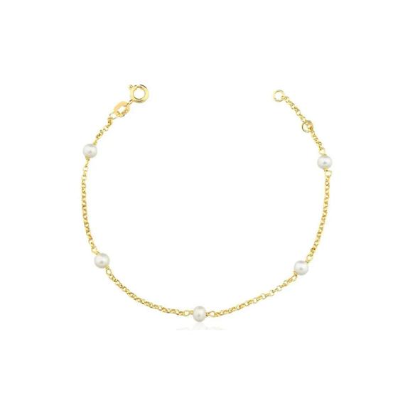 Imagem de Pulseira De Ouro 18k Perolas 3mm Infantil