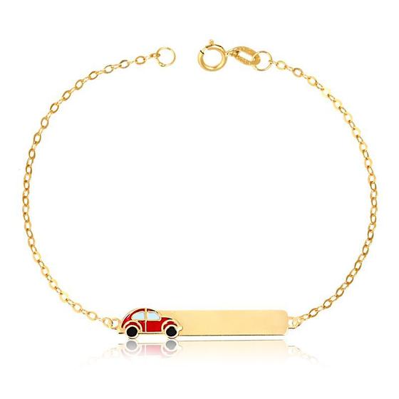 Pulseira de Ouro Infantil Plaquinha com Carrinho Vermelho 18k Menor preço em Pulseira de Ouro Infantil Plaquinha com Carrinho Vermelho 18k
