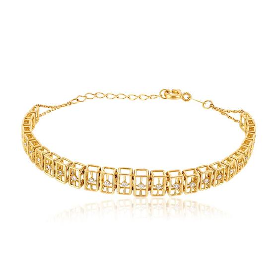 Imagem de Pulseira de Ouro modelo retangular com 27 Diamantes