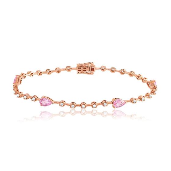 Imagem de Pulseira de Ouro Rosé com 42 pts em Diamantes e 1,81 ct em Safiras Rosa