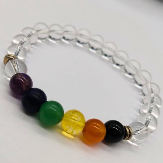 Imagem de Pulseira de Pedra Cristal com 7 chakras