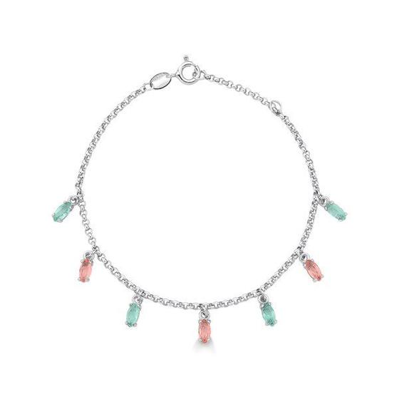 Imagem de Pulseira de Prata 925 com banho de ródio e Topázios coloridos