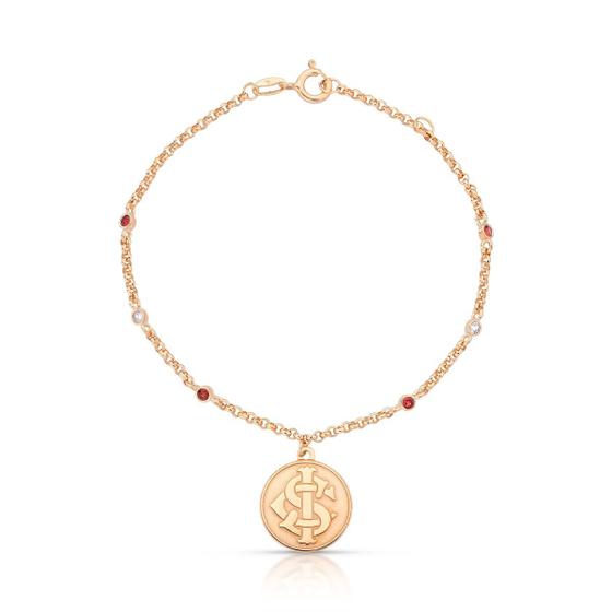 Imagem de Pulseira de Prata 925 Internacional com banho de ouro rosé e zircônias brancas e vermelhas