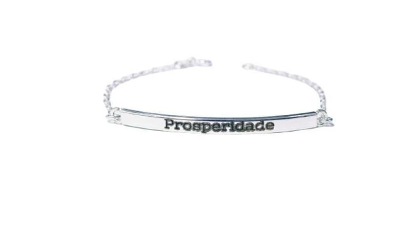 Imagem de Pulseira De Prata Chapa Com 4Cm Escrito Prosperidade