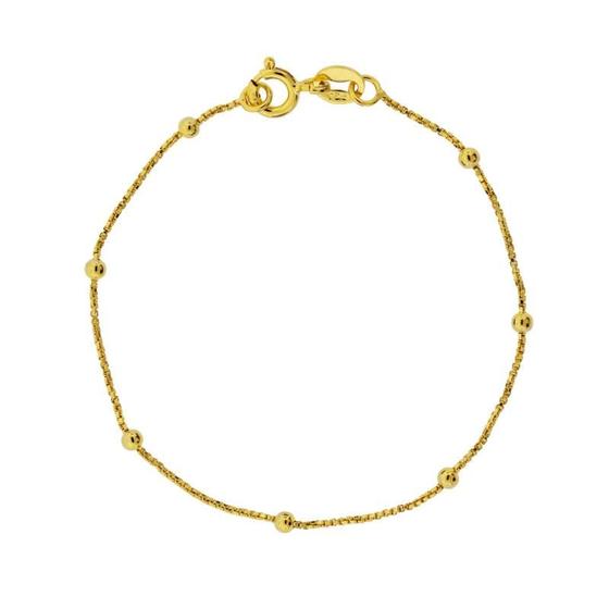 Imagem de Pulseira de Prata Infantil Bolinha Revestida com Ouro 18k 14cm