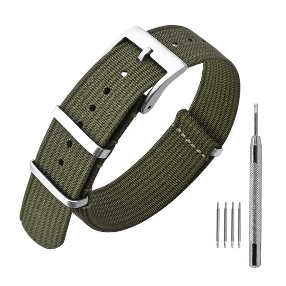 Imagem de Pulseira de relógio ANNEFIT Nylon 16 mm impermeável com fivela prateada