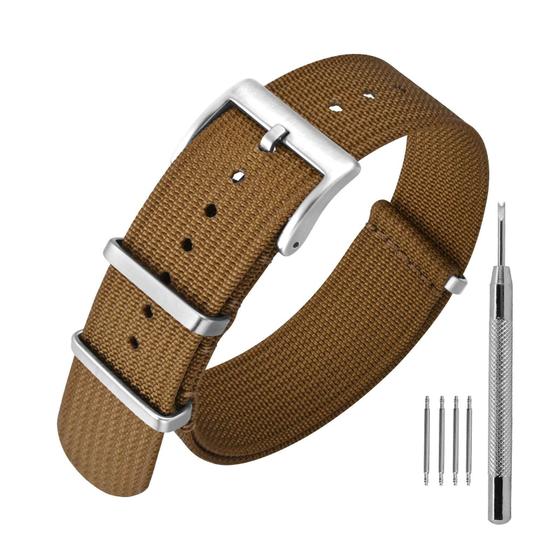 Imagem de Pulseira de relógio ANNEFIT Nylon 22 mm à prova d'água com fivela prateada