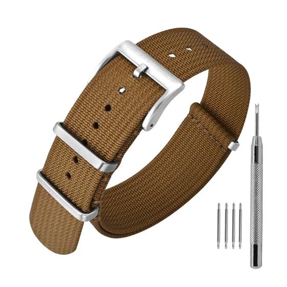 Imagem de Pulseira de Relógio ANNEFIT Nylon 22mm - À Prova D'Água com Fivela Prateada