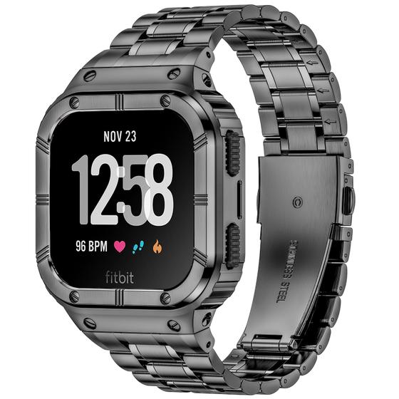 Imagem de Pulseira de Relógio de Aço Inoxidável para Fitbit Versa - Cinza