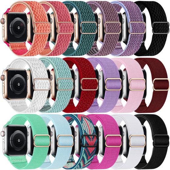 Imagem de Pulseira de relógio DMIGADIGLO, nylon elástico, pacote com 15 unidades para Apple Watch