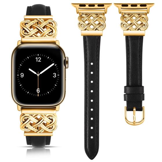 Imagem de Pulseira de relógio TOYOUTHS compatível com couro Apple 38/40/41/42 mm