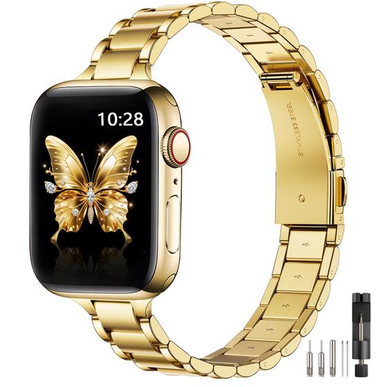 Imagem de Pulseira de Relógio WFEAGL - Compatível com Apple Watch 46mm Dourada
