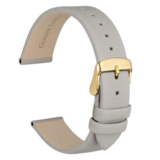 Imagem de Pulseira de Relógio WOCCI Elegant - Couro Genuíno Cinza 14mm