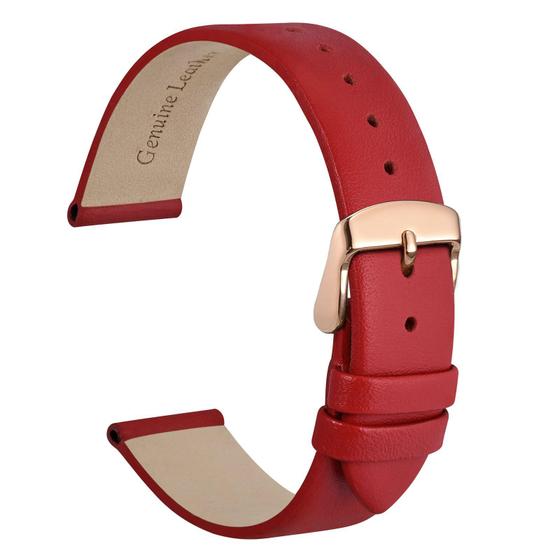Imagem de Pulseira de relógio WOCCI Elegant Genuine Leather 10 mm de largura de ponta vermelha