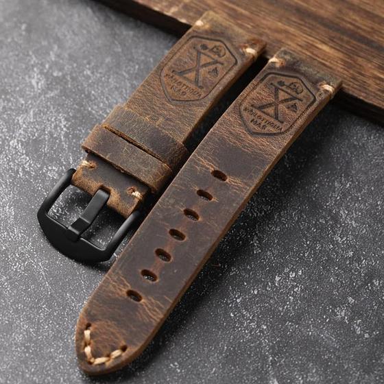 Imagem de Pulseira de Relógio WONJOY Vintage de Couro 20mm para Samsung Galaxy