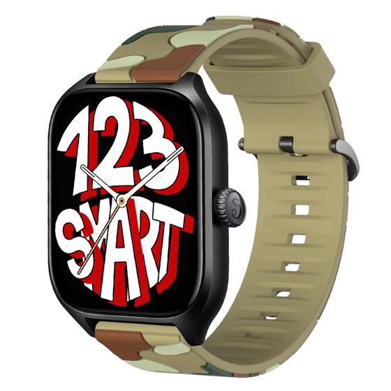 Imagem de Pulseira de Silicone Camuflada compatível com GTS 4 A2168 / GTS4 Mini A2176 - Caqui