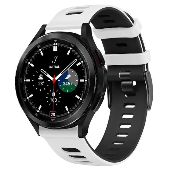 Imagem de Pulseira de Silicone Esportiva Para Galaxy Watch 4/Galaxy Watch4 Classic - Branco Com Preto