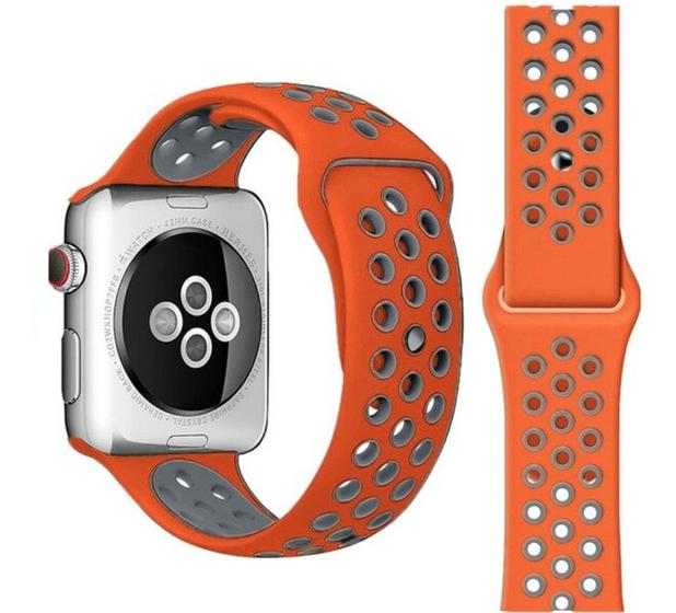 Imagem de Pulseira de silicone esportiva para Watch 42/44mm - Laranja com cinza / Jetech