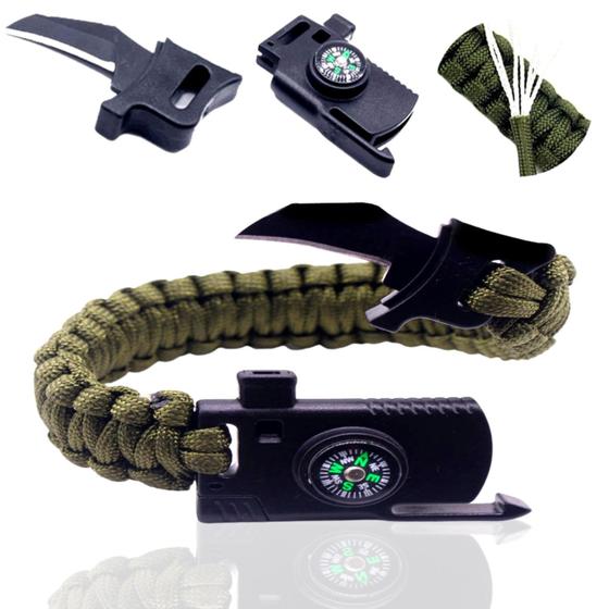 Pulseira De Sobrevivência Paracord Gac Canivete Pederneira Apito Bússola Faca Corda Menor preço em Pulseira De Sobrevivência Paracord Gac Canivete Pederneira Apito Bússola Faca Corda