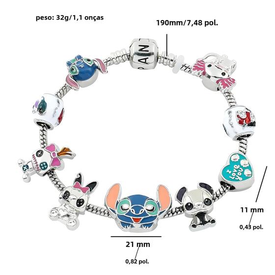 Imagem de Pulseira DIY com Pingentes Lilo e Stitch - Pulseira Feminina Infantil