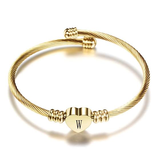 Imagem de Pulseira Dourada Coração Letra W Delicada G6932