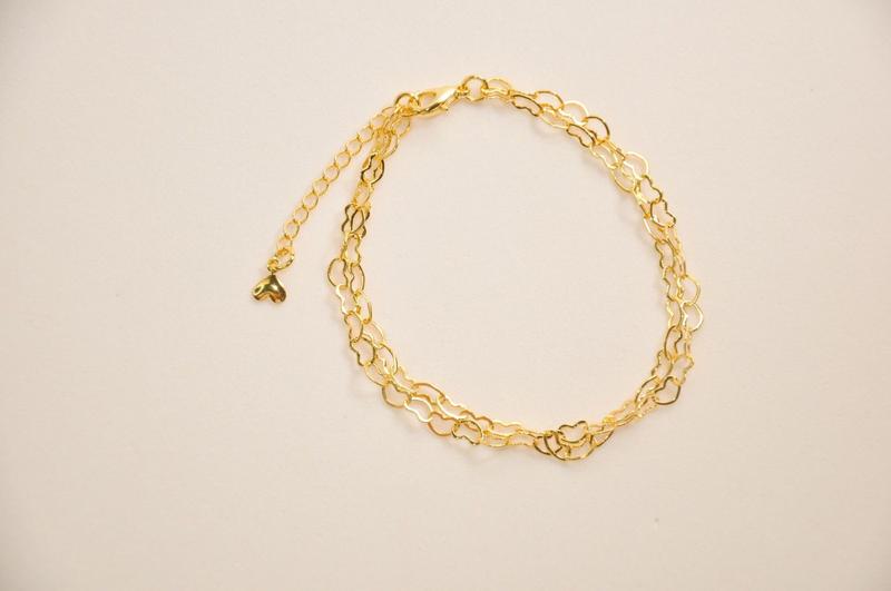 Imagem de Pulseira Dupla Elos de Coração - Banhada a Ouro
