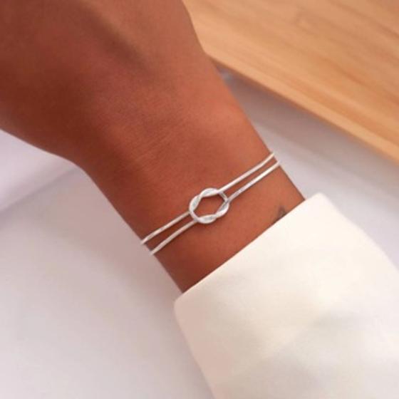 Imagem de Pulseira Duplo Nó Folheado a Prata925
