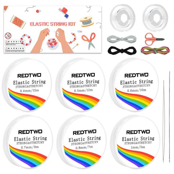 Imagem de Pulseira Elástica de Cristal Transparente Redtwo - 0,4mm a 1mm (11 Rolos)