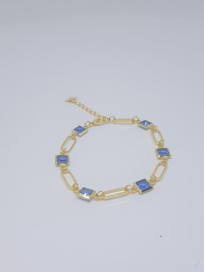 Imagem de Pulseira elo pedraria azul banhado a Ouro Corais
